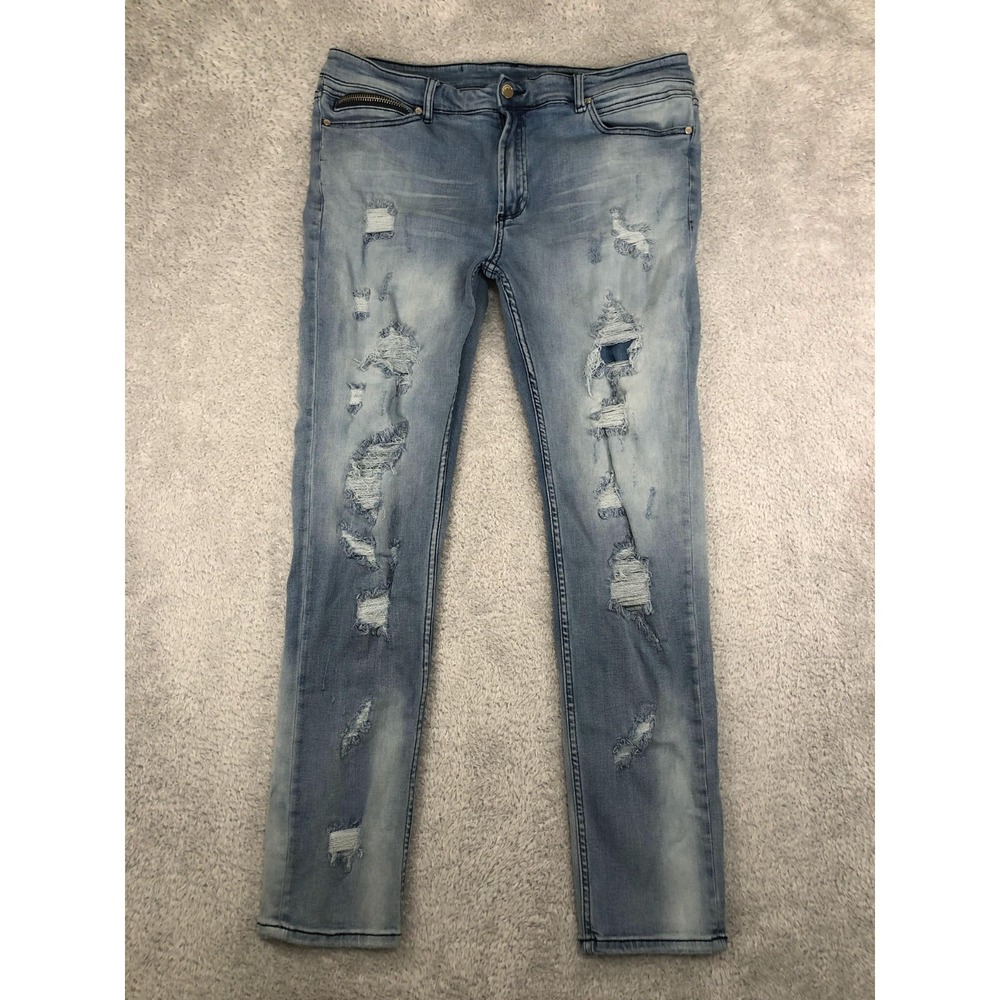 Rockstar Original Jeans Men's 38x32 Blue RSM200 Skinny Distressed Denim *Flaw